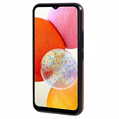 For Samsung Galaxy A14 5G / 4G Case Rhombus Grid Design Card Holder Shockproof Cover with Long Strap