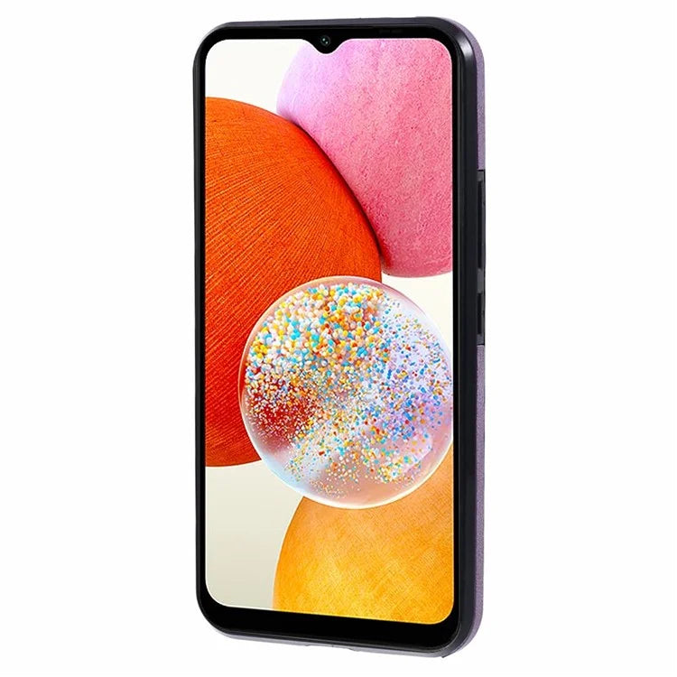 For Samsung Galaxy A14 5G / 4G Case Rhombus Grid Design Card Holder Shockproof Cover with Long Strap