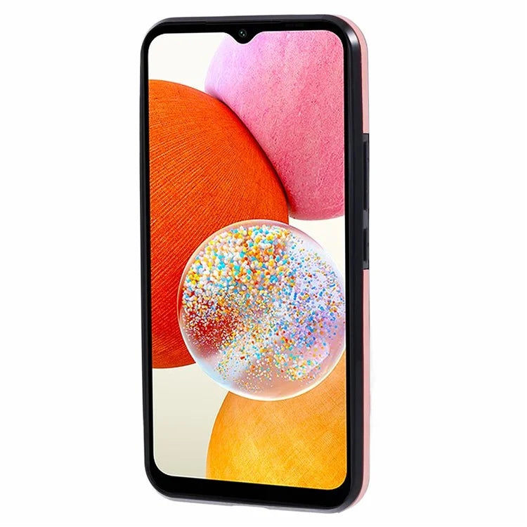 For Samsung Galaxy A14 5G / 4G Case Rhombus Grid Design Card Holder Shockproof Cover with Long Strap
