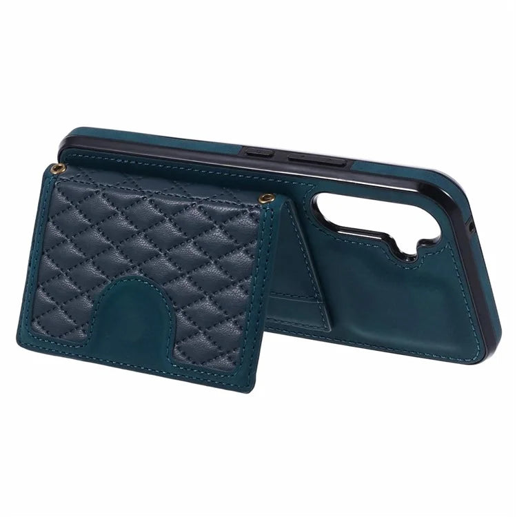 For Samsung Galaxy A24 4G (162.1 x 77.6 x 8.3mm) Cover Leather+TPU Anti-drop Kickstand Cell Phone Case with Card Bag