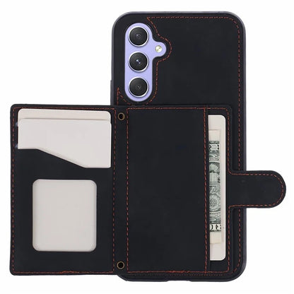 For Samsung Galaxy A24 4G (162.1 x 77.6 x 8.3mm) Cover Leather+TPU Anti-drop Kickstand Cell Phone Case with Card Bag