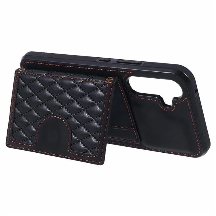 For Samsung Galaxy A24 4G (162.1 x 77.6 x 8.3mm) Cover Leather+TPU Anti-drop Kickstand Cell Phone Case with Card Bag