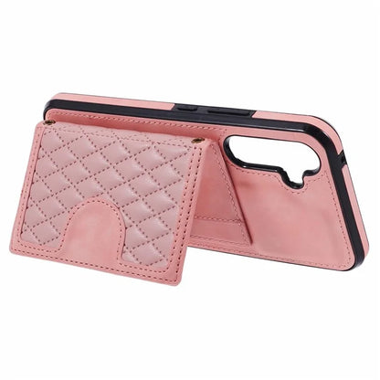 For Samsung Galaxy A24 4G (162.1 x 77.6 x 8.3mm) Cover Leather+TPU Anti-drop Kickstand Cell Phone Case with Card Bag