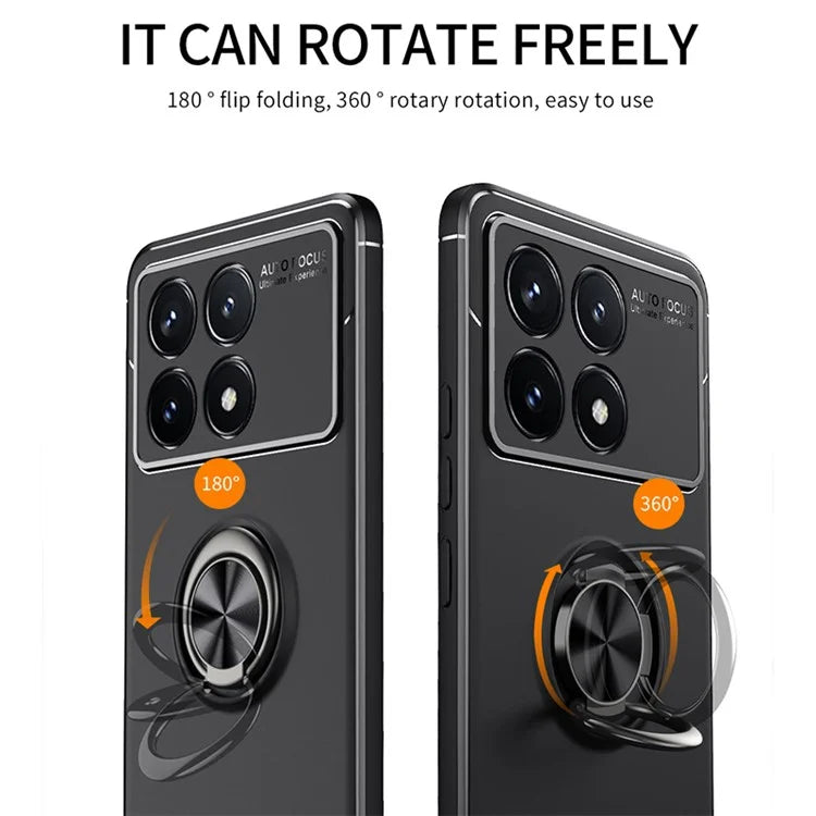 TPU Case for Xiaomi Redmi K70E 5G / Poco X6 Pro 5G Shell Kickstand Ring Holder Phone Back Cover