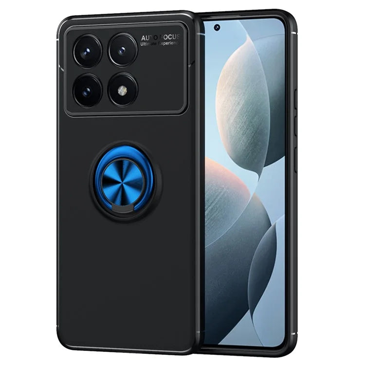 TPU Case for Xiaomi Redmi K70E 5G / Poco X6 Pro 5G Shell Kickstand Ring Holder Phone Back Cover  /  Blue