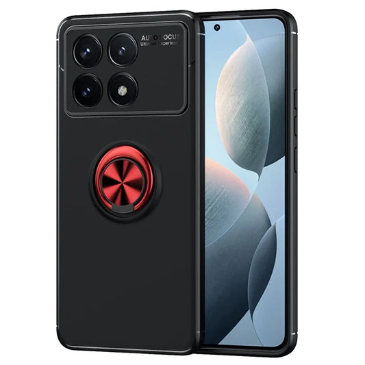 TPU Case for Xiaomi Redmi K70E 5G / Poco X6 Pro 5G Shell Kickstand Ring Holder Phone Back Cover  /  Red