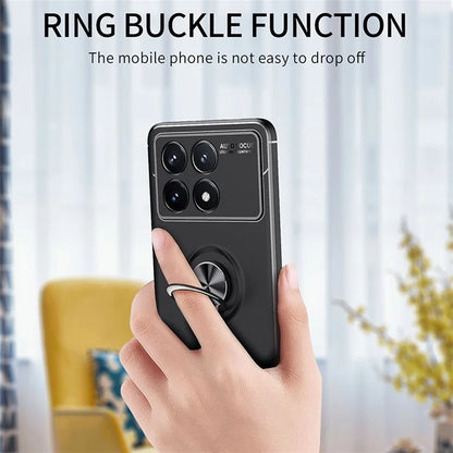 TPU Case for Xiaomi Redmi K70E 5G / Poco X6 Pro 5G Shell Kickstand Ring Holder Phone Back Cover  /  Red