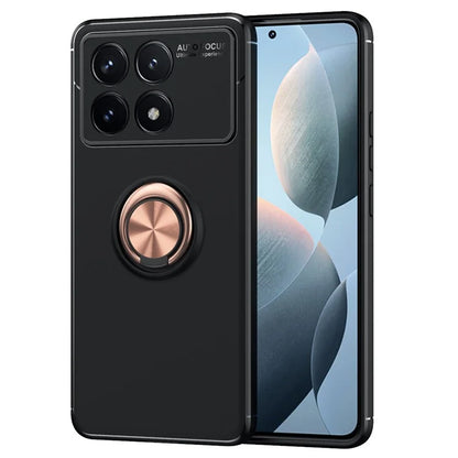TPU Case for Xiaomi Redmi K70E 5G / Poco X6 Pro 5G Shell Kickstand Ring Holder Phone Back Cover  /  Rose Gold