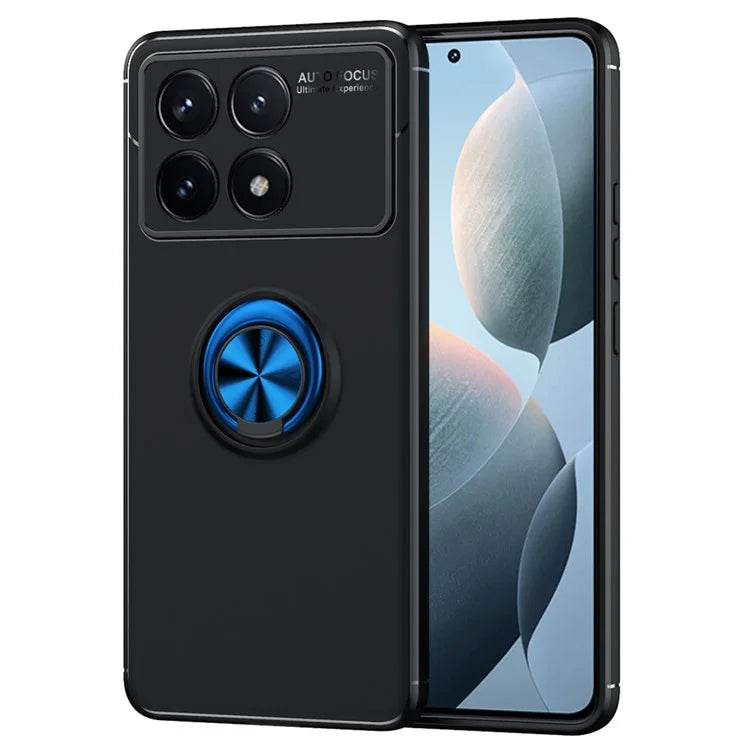For Xiaomi Redmi K70 5G / K70 Pro 5G Case TPU Kickstand Ring Holder Phone Back Shell  /  Blue