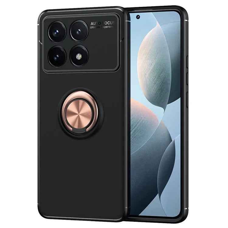 For Xiaomi Redmi K70 5G / K70 Pro 5G Case TPU Kickstand Ring Holder Phone Back Shell  /  Rose Gold