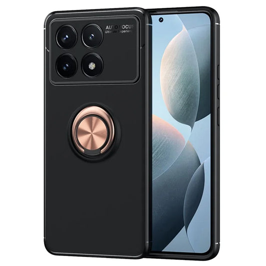 For Xiaomi Redmi K70 5G / K70 Pro 5G Case TPU Kickstand Ring Holder Phone Back Shell  /  Rose Gold