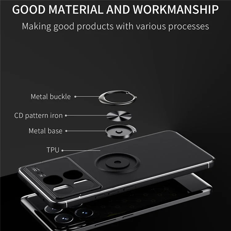 For Xiaomi Redmi K70 5G / K70 Pro 5G Case TPU Kickstand Ring Holder Phone Back Shell  /  Rose Gold