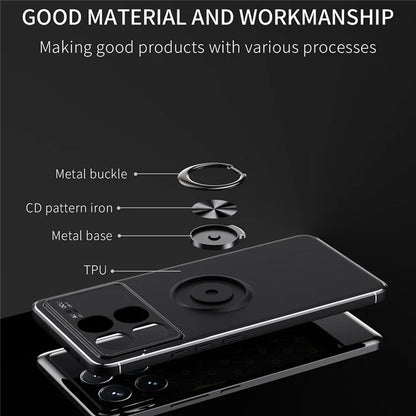 For Xiaomi Redmi K70 5G / K70 Pro 5G Case TPU Kickstand Ring Holder Phone Back Shell  /  Red