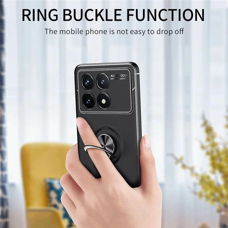 For Xiaomi Redmi K70 5G / K70 Pro 5G Case TPU Kickstand Ring Holder Phone Back Shell  /  Red