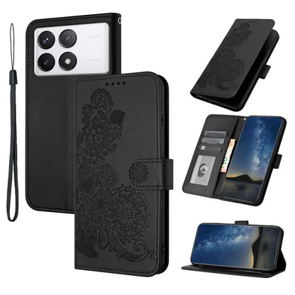 YX0050 For Xiaomi Redmi K70 5G / K70 Pro 5G Case Sunflower Pattern Leather Phone Cover with Hand Strap