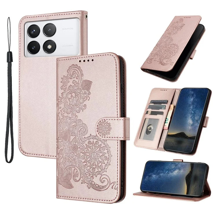 YX0050 For Xiaomi Redmi K70 5G / K70 Pro 5G Case Sunflower Pattern Leather Phone Cover with Hand Strap