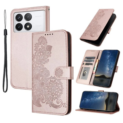 YX0050 For Xiaomi Redmi K70 5G / K70 Pro 5G Case Sunflower Pattern Leather Phone Cover with Hand Strap