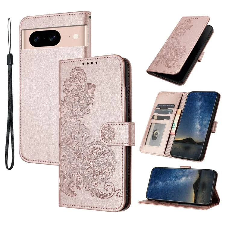 YX0050 For Google Pixel 8a Magnetic Phone Case Sunflower Pattern Imprinted Leather Card Slots Cover