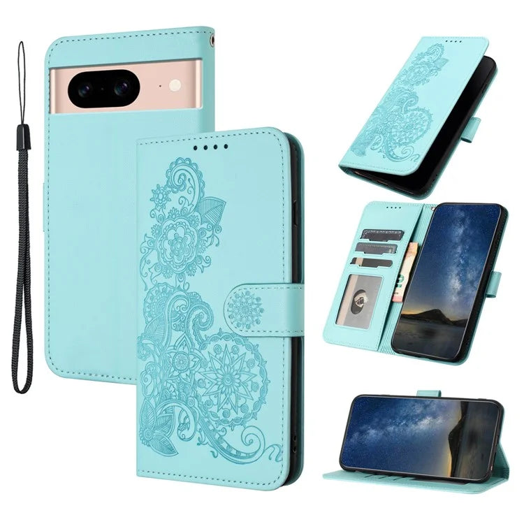 YX0050 For Google Pixel 8a Magnetic Phone Case Sunflower Pattern Imprinted Leather Card Slots Cover