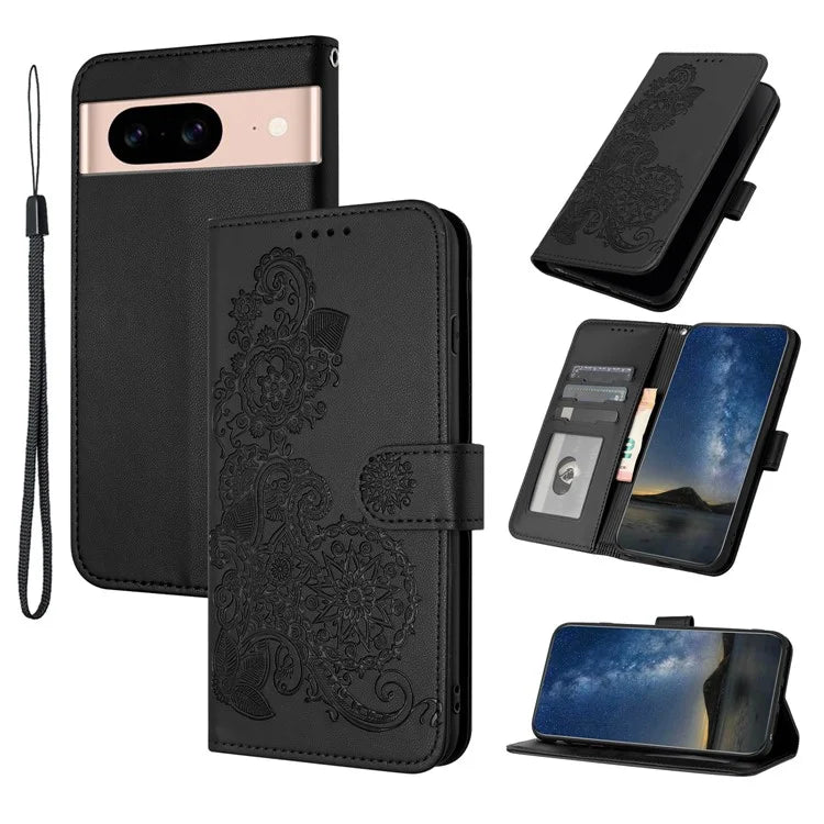 YX0050 For Google Pixel 8a Magnetic Phone Case Sunflower Pattern Imprinted Leather Card Slots Cover