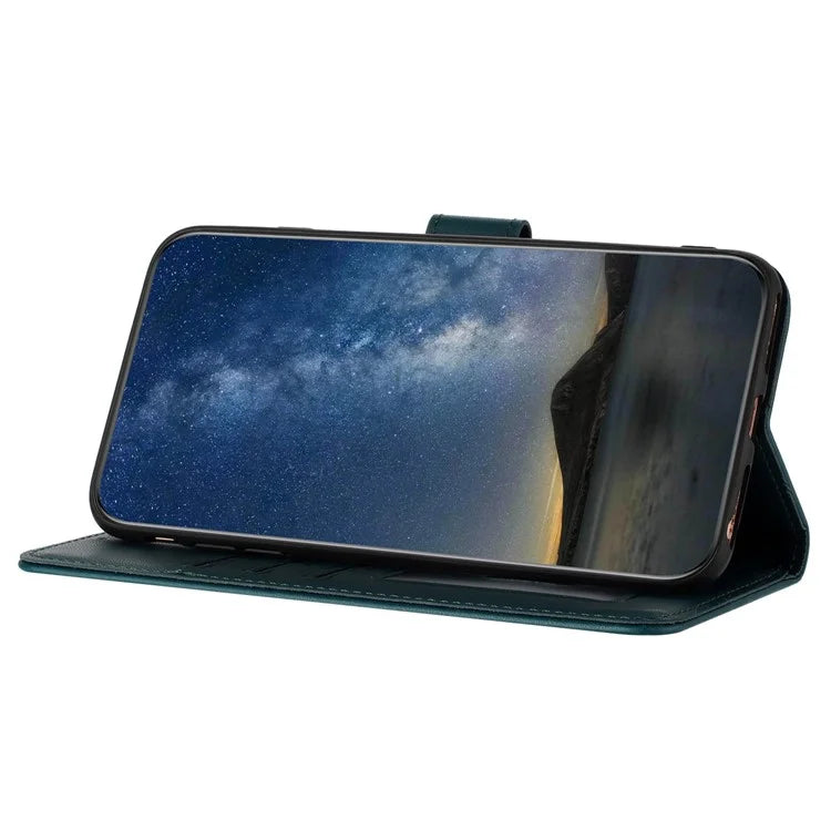 YX0050 For Google Pixel 8a Magnetic Phone Case Sunflower Pattern Imprinted Leather Card Slots Coverish Green
