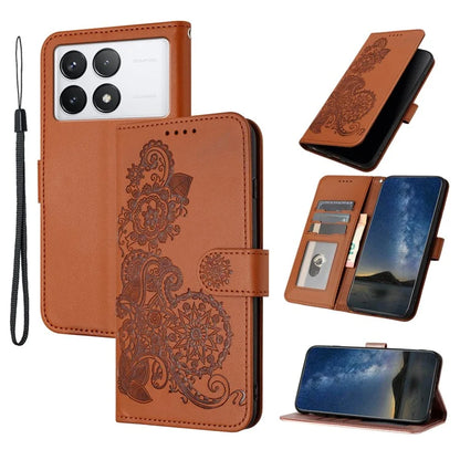 YX0050 For Xiaomi Redmi K70E 5G / Poco X6 Pro 5G Magnetic Case Sunflower Pattern PU Leather+TPU Phone Protector
