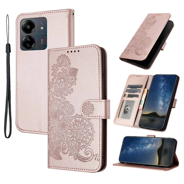 YX0050 For Xiaomi Redmi 13C / Poco C65 4G Case Sunflower Pattern Leather Wallet Phone Guard Cover