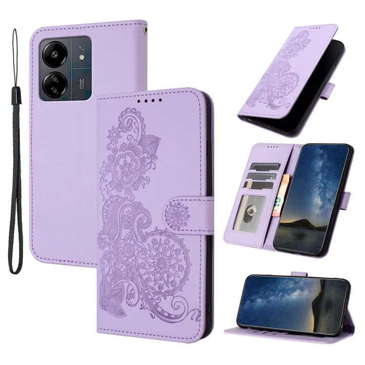 YX0050 For Xiaomi Redmi 13C / Poco C65 4G Case Sunflower Pattern Leather Wallet Phone Guard Cover