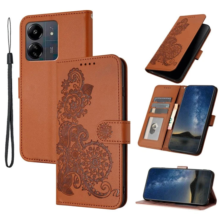 YX0050 For Xiaomi Redmi 13C / Poco C65 4G Case Sunflower Pattern Leather Wallet Phone Guard Cover