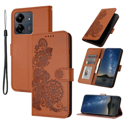 YX0050 For Xiaomi Redmi 13C / Poco C65 4G Case Sunflower Pattern Leather Wallet Phone Guard Cover