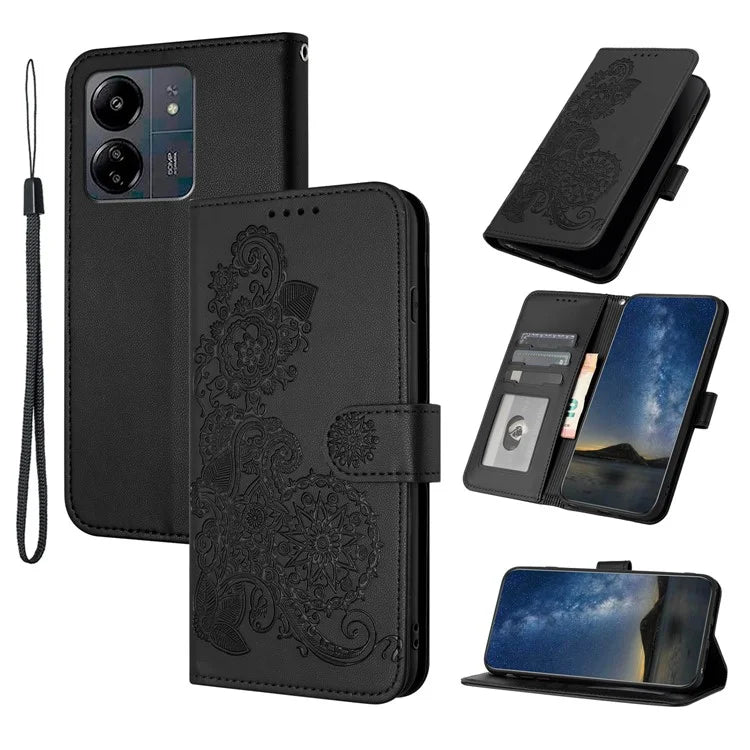 YX0050 For Xiaomi Redmi 13C / Poco C65 4G Case Sunflower Pattern Leather Wallet Phone Guard Cover