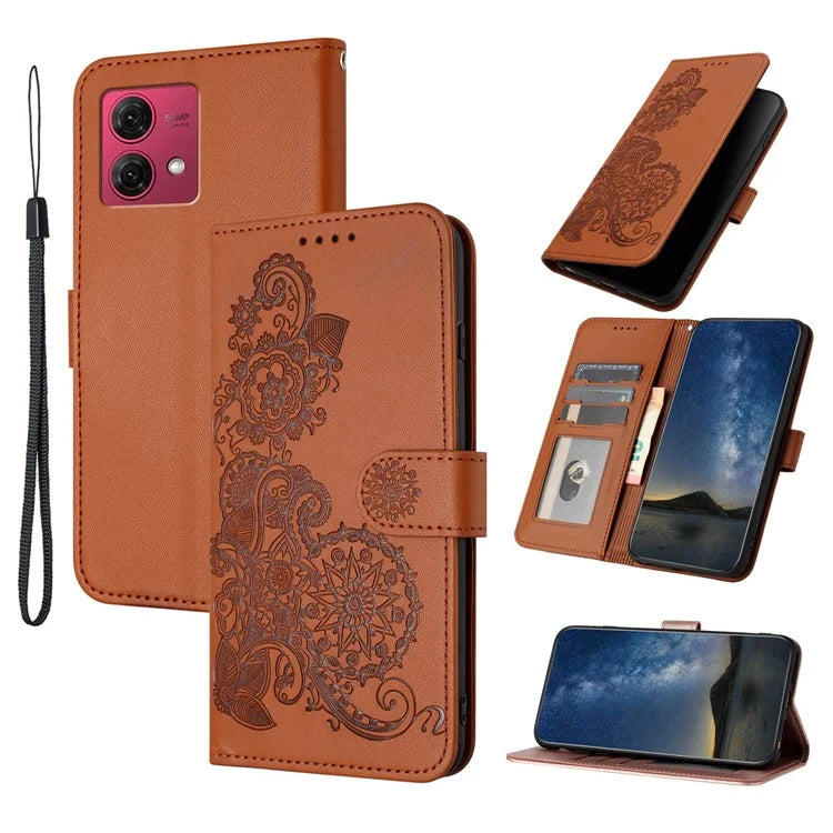 YX0050 Wallet Case for Motorola Moto G84 5G PU Leather Sunflower Stand Card Holder Phone Cover