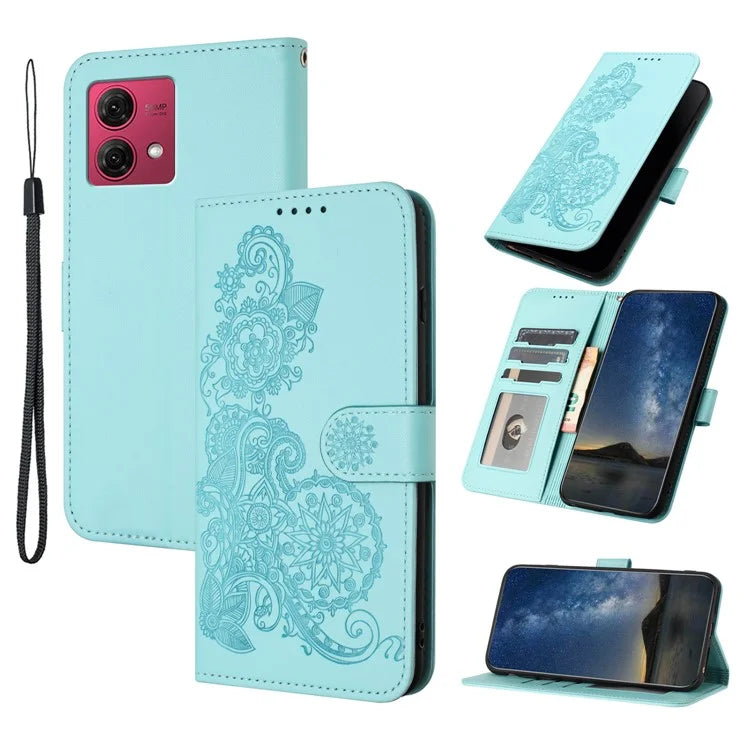 YX0050 Wallet Case for Motorola Moto G84 5G PU Leather Sunflower Stand Card Holder Phone Cover