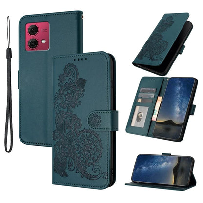 YX0050 Wallet Case for Motorola Moto G84 5G PU Leather Sunflower Stand Card Holder Phone Coverish Green