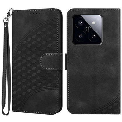 YX0060 For Xiaomi 14 Pro Case Elephant Head Imprinted PU Leather Cover with Strap