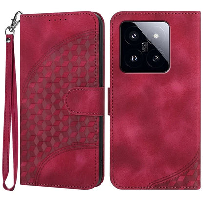YX0060 For Xiaomi 14 Pro Case Elephant Head Imprinted PU Leather Cover with Strap