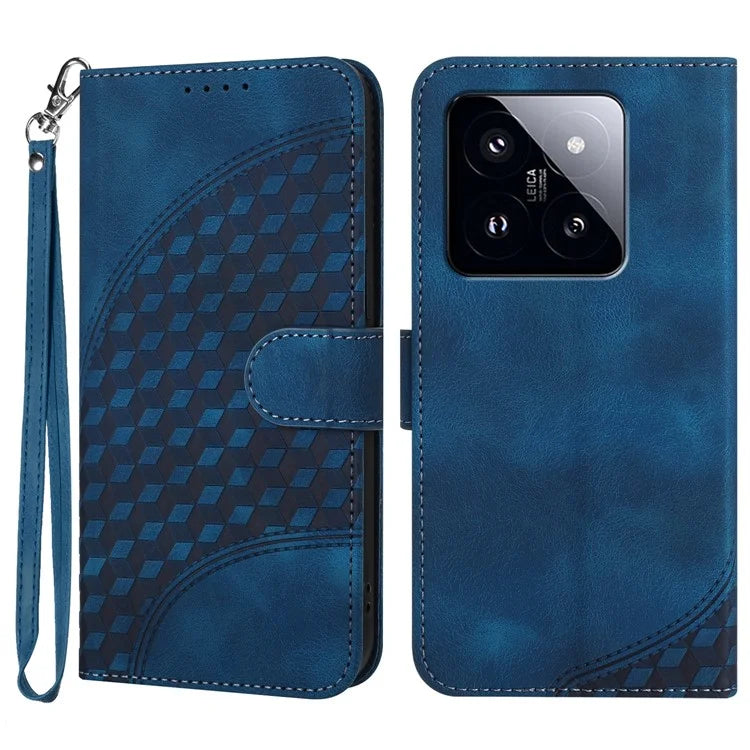 YX0060 For Xiaomi 14 Pro Case Elephant Head Imprinted PU Leather Cover with Strap