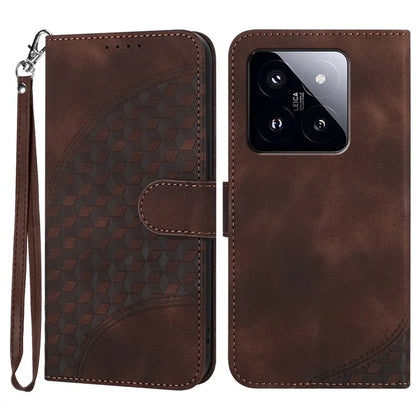 YX0060 For Xiaomi 14 Pro Case Elephant Head Imprinted PU Leather Cover with Strap