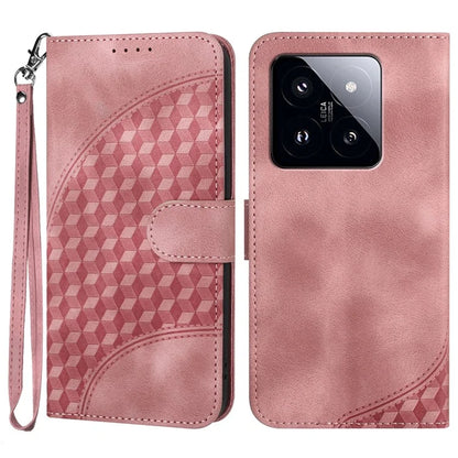YX0060 For Xiaomi 14 Pro Case Elephant Head Imprinted PU Leather Cover with Strap
