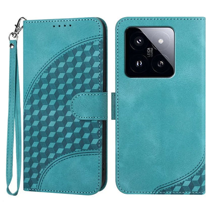 YX0060 For Xiaomi 14 Pro Case Elephant Head Imprinted PU Leather Cover with Strap