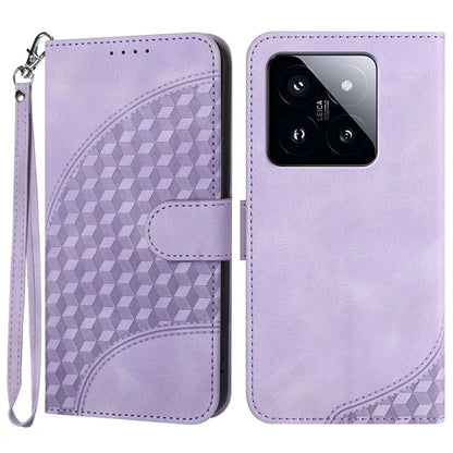 YX0060 For Xiaomi 14 Pro Case Elephant Head Imprinted PU Leather Cover with Strap