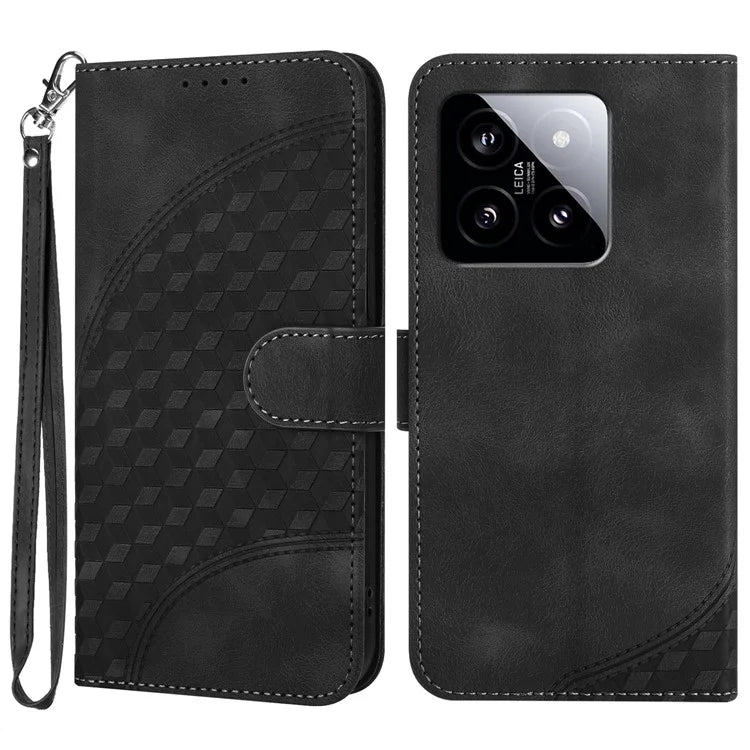 YX0060 For Xiaomi 14 Phone Case Imprinted Elephant Head Protective Wallet Cover