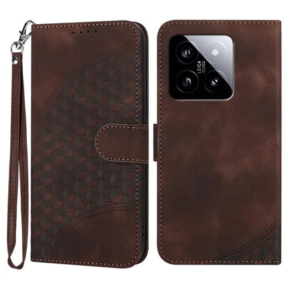 YX0060 For Xiaomi 14 Phone Case Imprinted Elephant Head Protective Wallet Cover