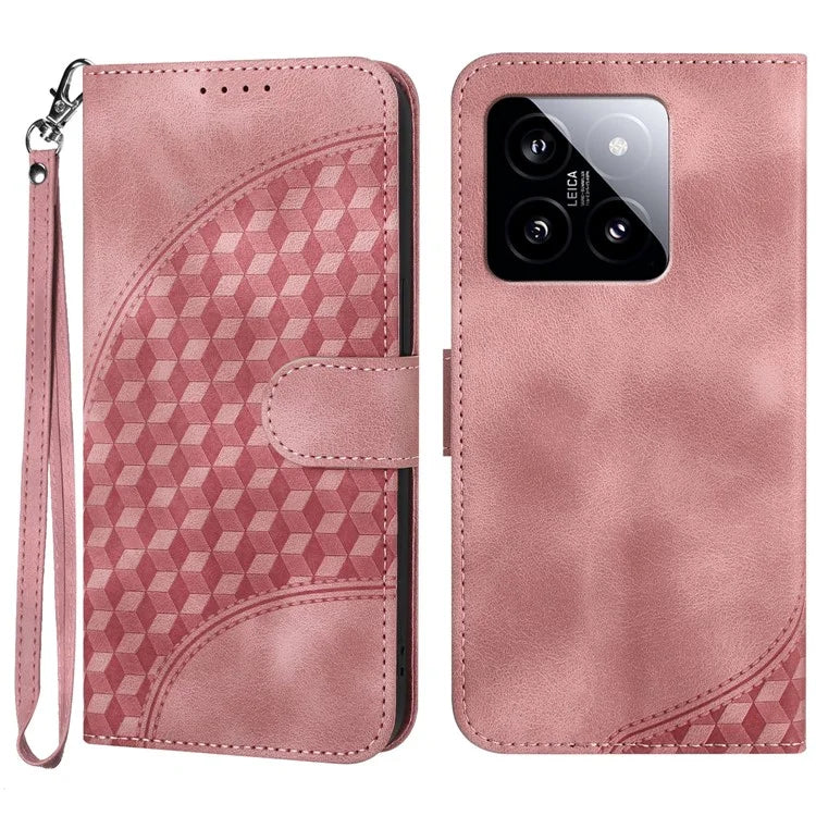 YX0060 For Xiaomi 14 Phone Case Imprinted Elephant Head Protective Wallet Cover