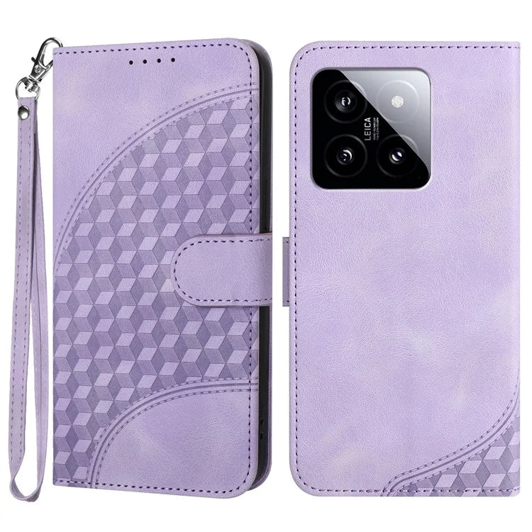 YX0060 For Xiaomi 14 Phone Case Imprinted Elephant Head Protective Wallet Cover