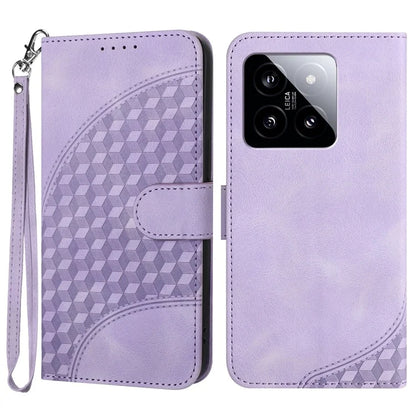 YX0060 For Xiaomi 14 Phone Case Imprinted Elephant Head Protective Wallet Cover