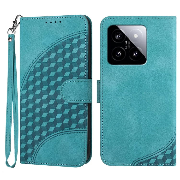 YX0060 For Xiaomi 14 Phone Case Imprinted Elephant Head Protective Wallet Cover