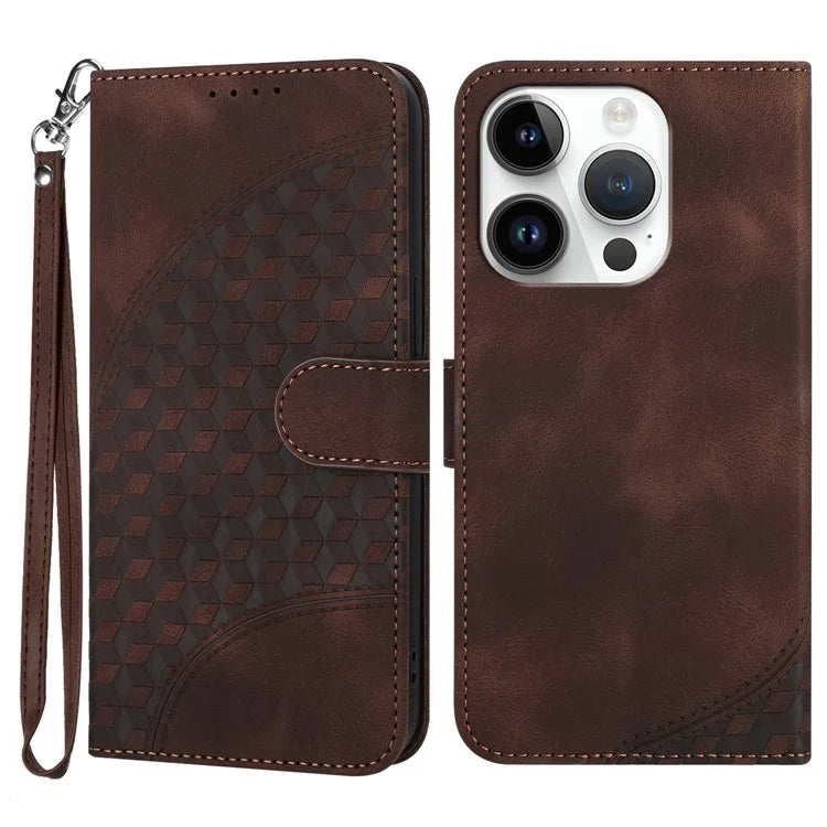 YX0060 For iPhone 15 Pro Wallet Leather Case Stand Cover Elephant Head Pattern