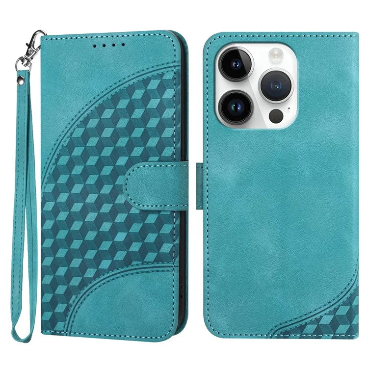 YX0060 For iPhone 15 Pro Wallet Leather Case Stand Cover Elephant Head Pattern