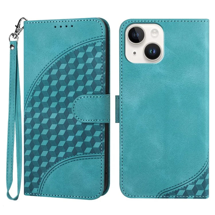 YX0060 For iPhone 15 Wallet Case Stand Leather Cover Elephant Head Pattern